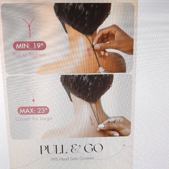 18 in Half Wig Human Hair Water Wave Drawstring Wig 200% Density Natural black - Picture 8 of 9